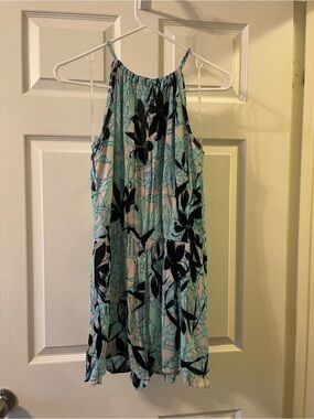 Lightweight Blue Floral Halter Romper